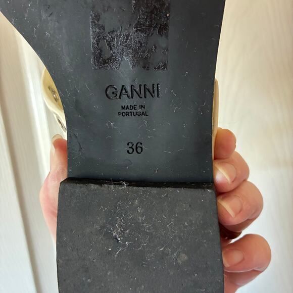 Ganni Feminine Buckle-Strap Ballerina Flats in Ivory / Egret, Size 6 - Picture 7 of 8